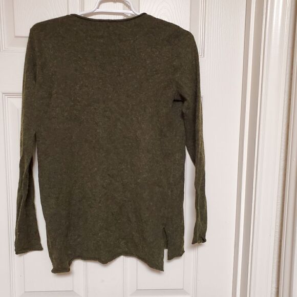 J.Crew Factory Wool Blend V-Neck Sweater XS Heather Olive - Picture 7 of 9